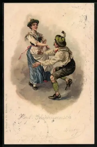 AK Bayern in Tracht beim Tanzen, um 1900