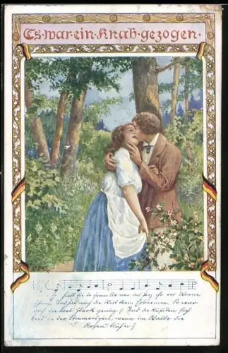 Künstler-AK Ezel: Es war ein Knab gezogen, Liebespaar