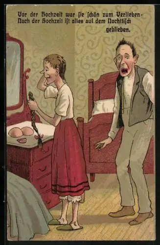 AK Vor der Hochzeit war sie schön zum Verlieben, frauenfeindlicher Humor