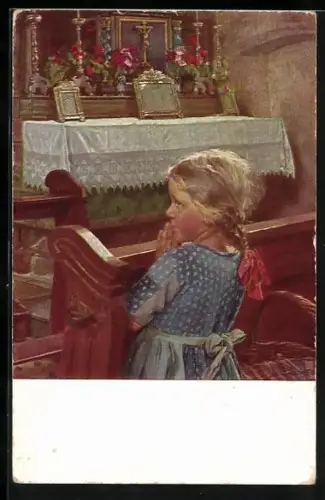 Künstler-AK sign. H. von Schlieben: Oratio, Betendes Mädchen