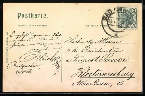 AK Bad Gastein, Unterer Wasserfall, Oberer Fall, Ortsansichten, Untere Fall beim Badeschloss