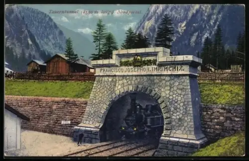 AK Eisenbahn verlässt den Tauerntunnel am Nordportal