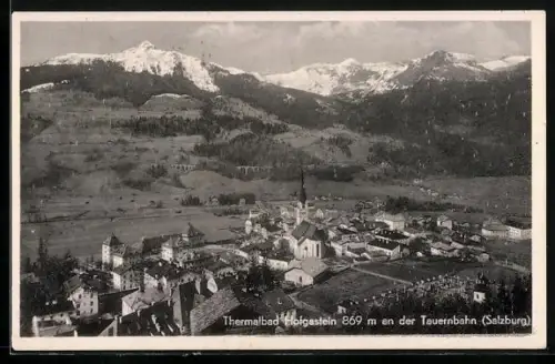 AK Hofgastein an der Tauernbahn, Gesamtansicht mit Bergpanorama