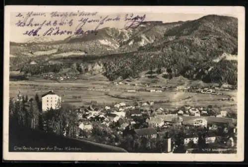 AK Greifenburg an der Drau, Totalansicht aus der Vogelschau