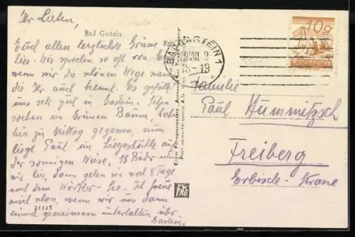 AK Bad Gastein, Teilansicht mit Kirche aus der Vogelschau