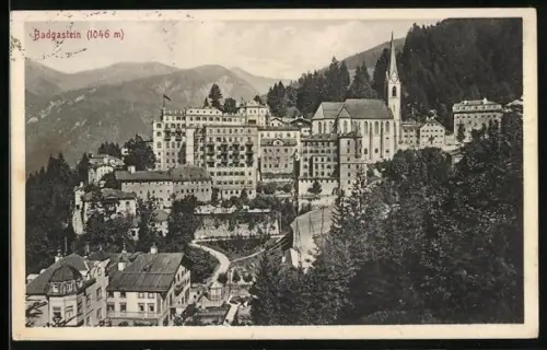 AK Badgastein, Teilansicht mit Kirche