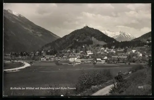 AK Kolbnitz im Mölltal, Ortsansicht mit Danielsberg u. Hohe Tauern