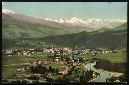 AK Spittal a. Drau, Gesamtansicht mit Malteiner Bergen aus der Vogelschau