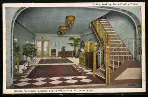 AK New York, NY, Giolito Venetian Garden, 240-42 West 52nd St., Lobby looking from dining room