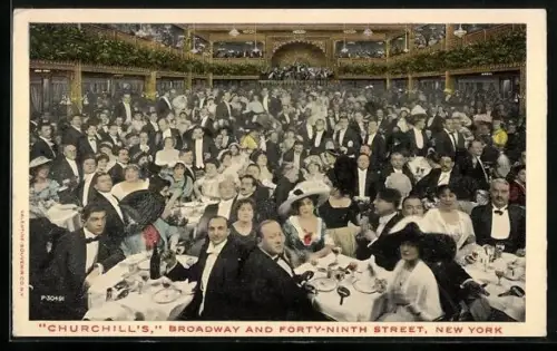AK New York, NY, Churchill`s Restaurant, Broadway and 49th Street