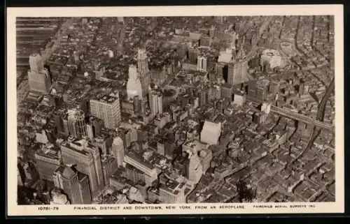 AK New York, NY, Financial District and Downtown from aeroplane