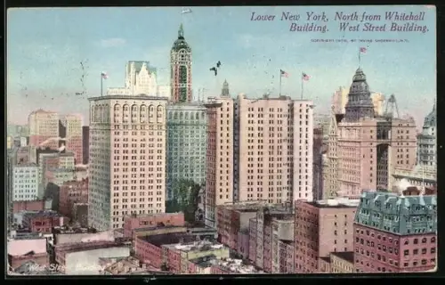 AK New York, NY, Lower New York, North from Whitehall Building, West Street Building