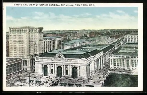 AK New York, NY, Bird`s-eye view of Grand Central Station Terminal
