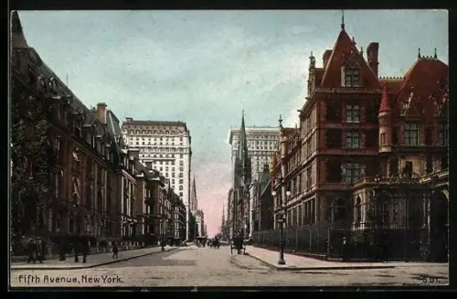 AK New York, NY, View down Fifth Avenue