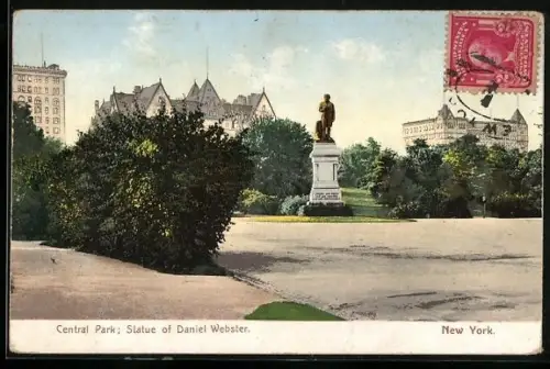 AK New York, NY, Central Park, Statue of Daniel Webster