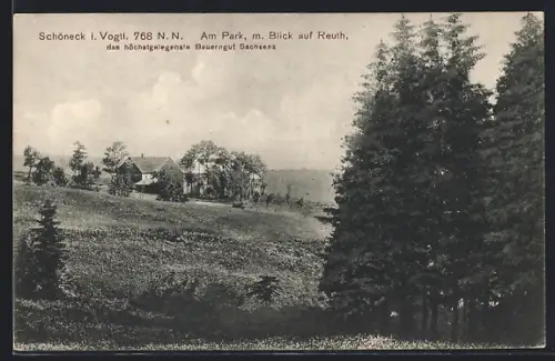 AK Schöneck i. Vogtl., Am Park mit Blick auf Reuth