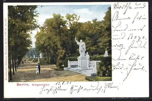 AK Berlin-Tiergarten, Siegesallee mit Statuen