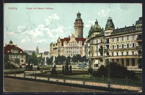 AK Leipzig, Partie mit Neuem Rathaus