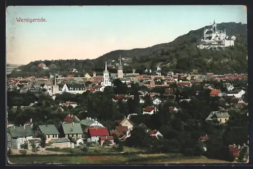 AK Wernigerode, Gesamtansicht mit Kirchen und Schloss
