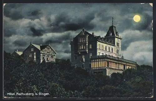 AK Bingen a. Rh., Hôtel Rochusberg mit Mond, Bes. Fr. Jacobi