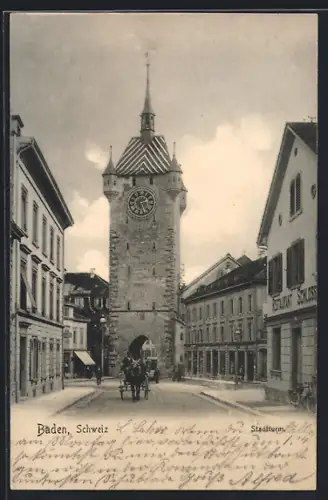 AK Baden, Blick auf den Stadtturm