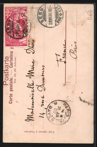 AK Bern, Blick auf den verschneiten Zeitglockenturm