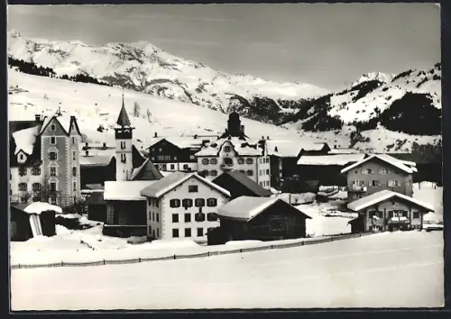 AK Villa /Lugnez, Panorama im Schnee mit Alpen