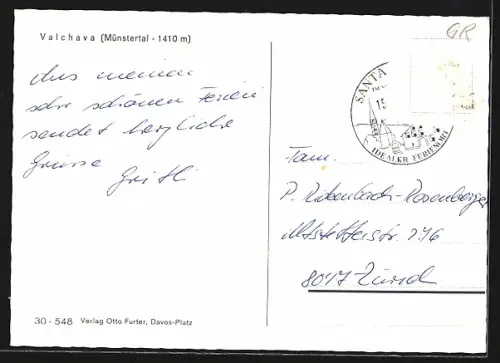 AK Valchava, Ortsansicht im Münstertal