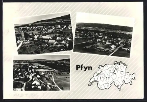 AK Pfyn, Panoramen aus der Luft und Kartenrelief