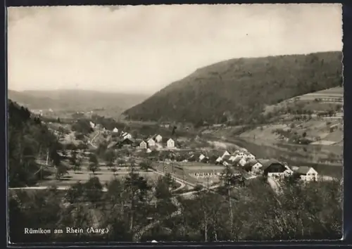AK Rümikon am Rhein, Gesamtansicht mit Umgegend