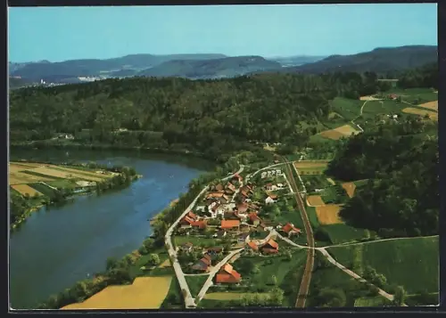 AK Rümikon, Ortsansicht aus der Vogelschau, Flugaufnahme