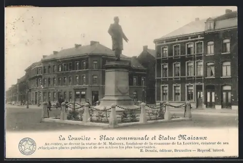 AK La Louvière, Place communale et Statue Mairaux