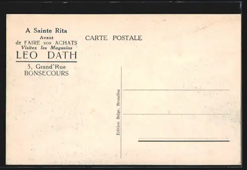 AK Bonsecours, Grand`Rue, La Basilique et les Magasins Leo Dath-Tourtois