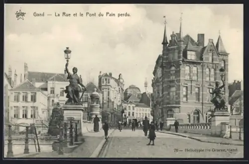 AK Gand, La Rue et la Pont du Pain perdu