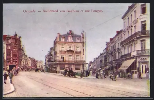AK Ostende, Boulevard van Iseghem et rue Longue