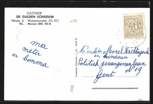 AK Waasmunster, Gasthof De Gulden Schaduw, Heide 6