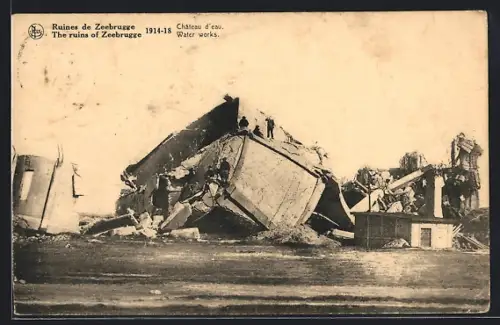 AK Zeebrugge, Ruines 1914-1918, Château d`eau