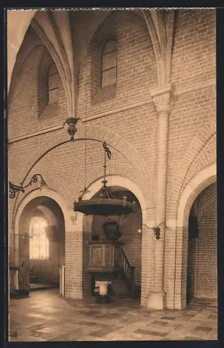 AK Postel, Detailzicht der Kerk, Zuilen, Bogen en oude vensters