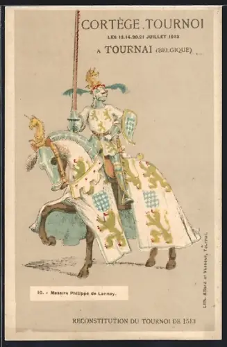 Künstler-AK Tournai, Cortège Tournoi, Messire Philippe de Lannoy