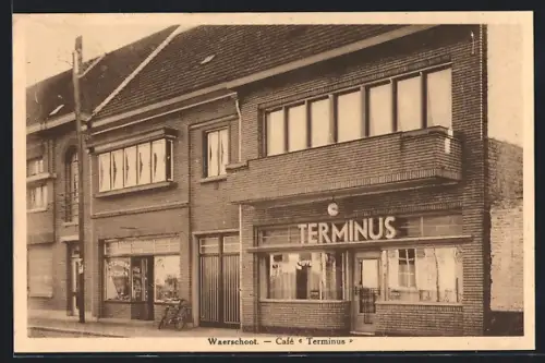 AK Waerschoot, Café Terminus, Cam. Pauwels, Schoolstraat