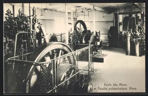 AK Mons, Ecole des Mines, Centrale a gaz, 150 HP, vue d`ensemble, Bergbau-Schule
