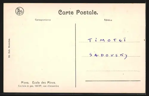 AK Mons, Ecole des Mines, Centrale a gaz, 150 HP, vue d`ensemble, Bergbau-Schule