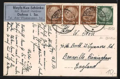 AK Dohna i. Sa., Bleyls-Kux-Schänke, Inh. Rudolf Heldner