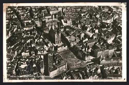AK Halle / Saale, Fliegeraufnahme des Marktes