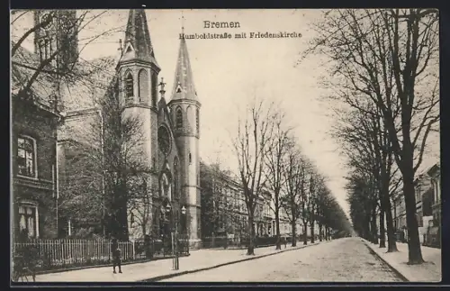 AK Bremen, Humboldstrasse mit Friedenskirche