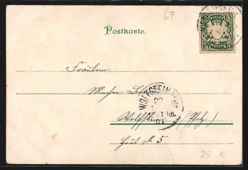 Lithographie Ludwigshafen / Rhein, Neue protestantische Kirche, Prinzregenten-Strasse