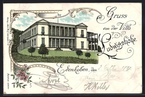 Lithographie Edenkoben, Hotel Villa Ludwigshöhe