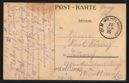 Lithographie Ulm /Donau, Kaserne Wilhelmsburg