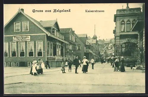 AK Helgoland, Kaiserstrasse mit Restaurant Princess Alexandra