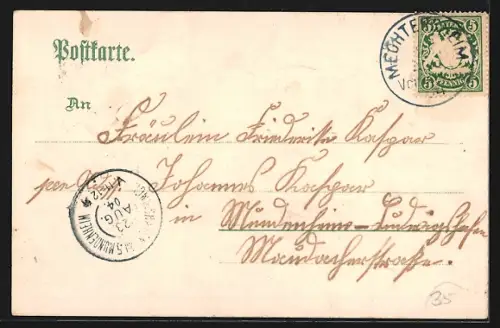 Lithographie Speyer, Präsidialgebäude, Altpörtel, Rhein u. Flosshafen v. Süden